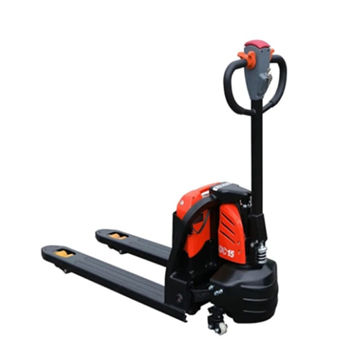 red electric hand truck featuring a front handle for easy maneuverability