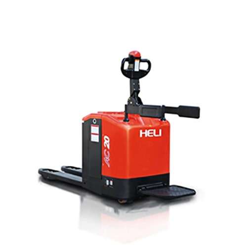 forklift equipped with a black and orange handle, ideal for moving pallets and heavy items efficiently