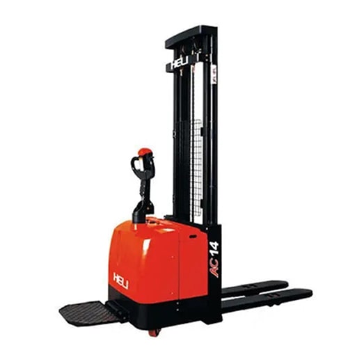 Electric Stacker Truck (CDD12/14) tall lifting mast, two long forks