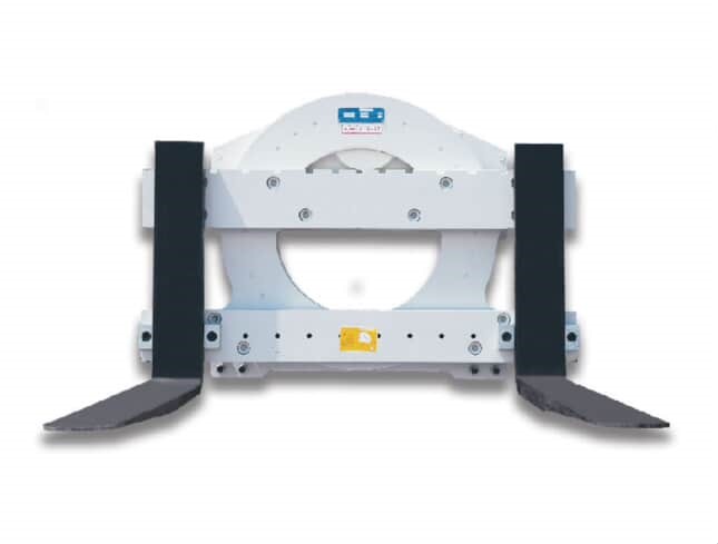 Front view of forklift rotater